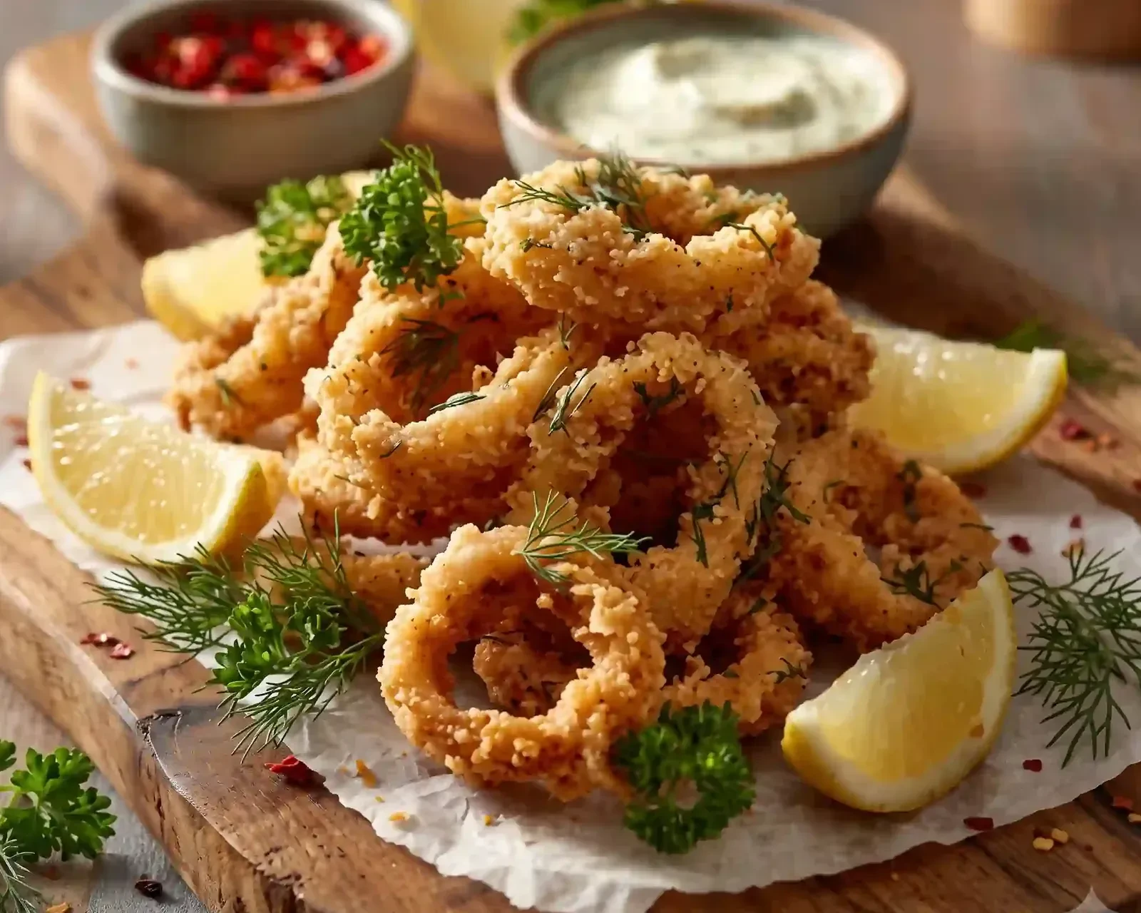 Golden fried squid